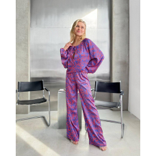 Жіночий шовковий костюм Синій, S