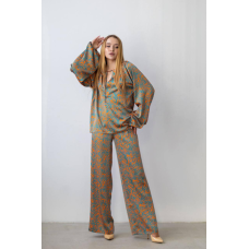 Жіночий шовковий костюм Оранж, L