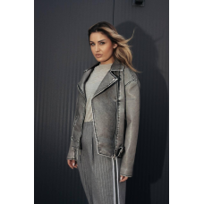 Жіноча косуха з потертостями оверсайз, сіра