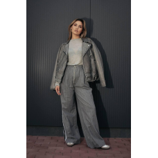 Жіноча косуха з потертостями оверсайз, сіра