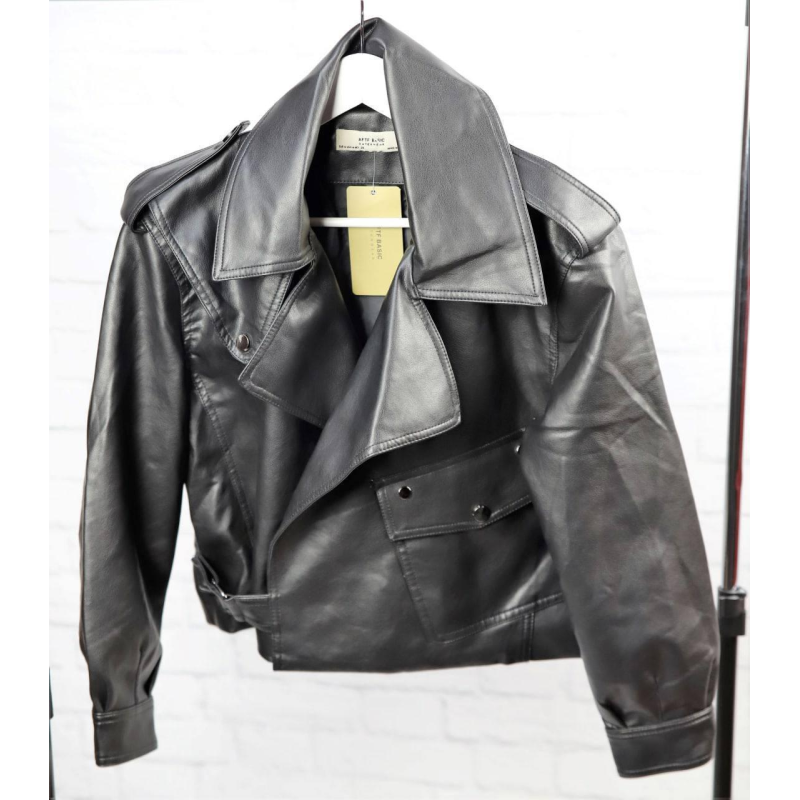 Куртка косуха жіноча весна/осінь,  Чорна