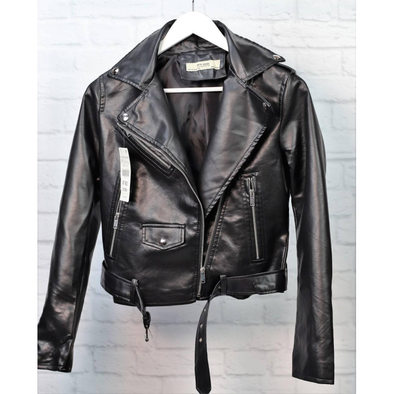 Куртка косуха жіноча весна/осінь,  Чорна