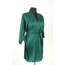 Халат жіночий шовковий під пояс довжина 90см Зелений, XL/2XL