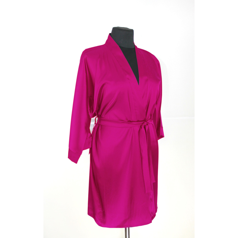 Халат жіночий шовковий під пояс довжина 90см Малиновий, 3XL/4XL Халат жіночий шовковий під пояс довжина 90см Малиновий, 3XL/4XL