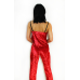 Жіночий домашній костюм, майка + штани з халатиком із мармурового велюру. Червоний, XL