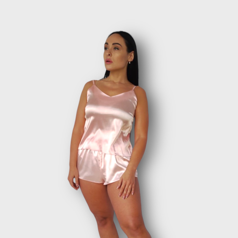 Піжама жіноча атласна, Пудровий, 4XL
