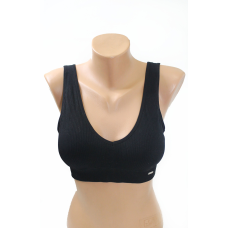 Топ бюстгальтер рубчик з широкою гумкою, чорний, 3XL/4XL