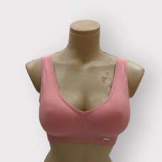 Топ бюстгальтер рубчик з широкою гумкою, Рожевий, 3XL/4XL