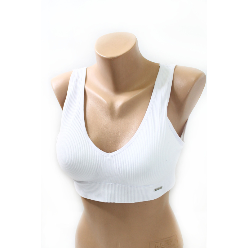 Безшовний топ із чашечками, Білий, L/XL