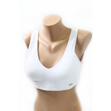 Топ бюстгальтер рубчик з широкою гумкою, Білий  3XL/4XL