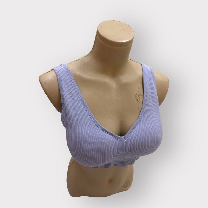 Топ бюстгальтер рубчик з широкою гумкою, Бузковий ,3XL/4XL Топ бюстгальтер рубчик з широкою гумкою, Бузковий ,3XL/4XL