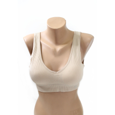 Топ бюстгальтер рубчик з широкою гумкою, Бежевий, 3XL/4XL