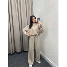 Жіночий спортивний костюм із широкими штанами  Беж, 46/48