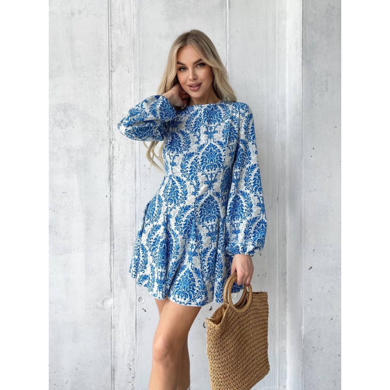 Сукня літня жіноча з відкритою спиною Синій, XS-S