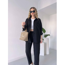 Жіночий літній костюм зі штанами Чорний, 48/52