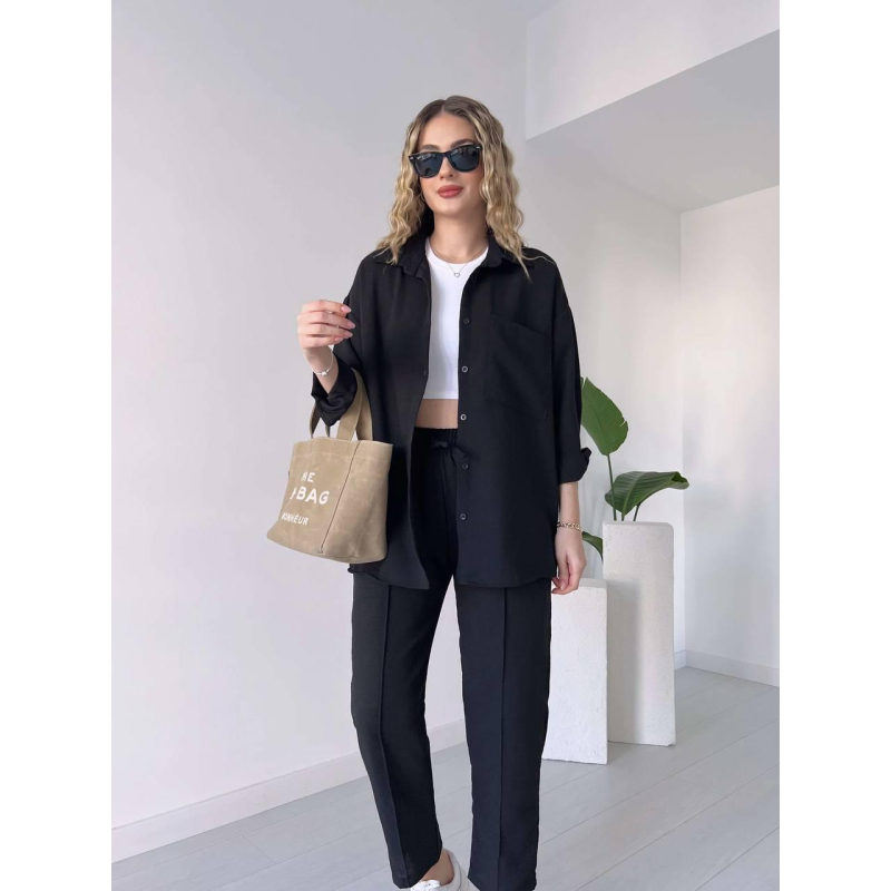 Жіночий літній костюм зі штанами Чорний, 48/52