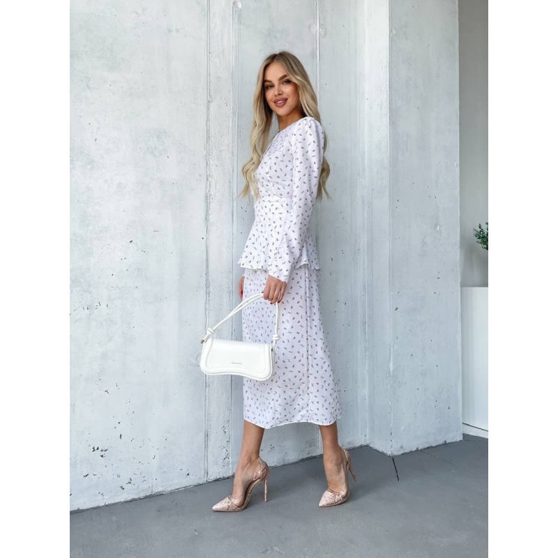 Довга літня сукня Білий, M-L