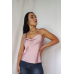 Базова шовкова майка жіноча хомут пудра М