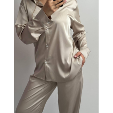 Жіночий шовковий костюм із штанами Беж,  XS-S