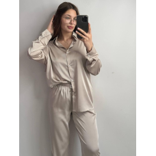 Жіночий шовковий костюм із штанами Беж, XL/2XL