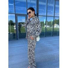 Жіночий шовковий костюм із штанами Зебра, XS-S