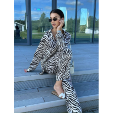 Жіночий шовковий костюм із штанами Зебра, M/L