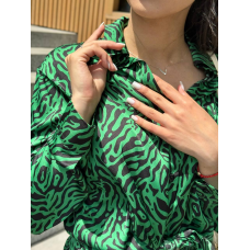 Жіночий шовковий костюм із штанами Зелений, XL/2XL