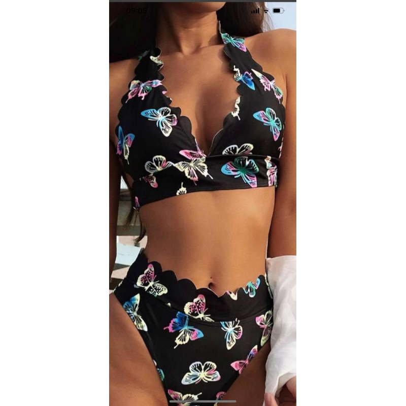 Жіночий роздільний купальник з принтом Чорний S