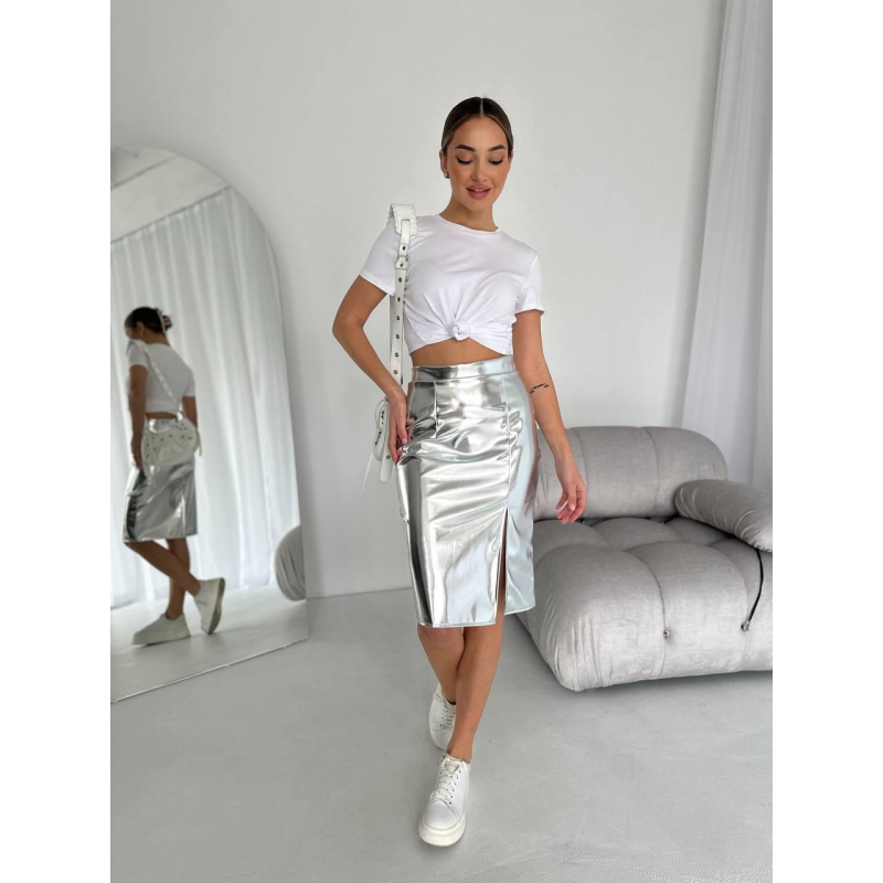 Жіноча спідниця-олівець з металевим блиском