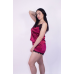 Піжама жіноча атласна майка та шорти з мереживом, Бордо, 48