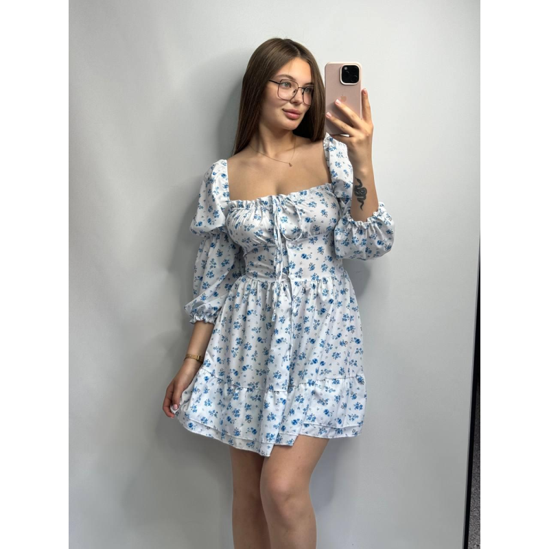 Жіноче софтове плаття на ґудзиках із довгим рукавом. Білий, Квітковий принт, XS-S