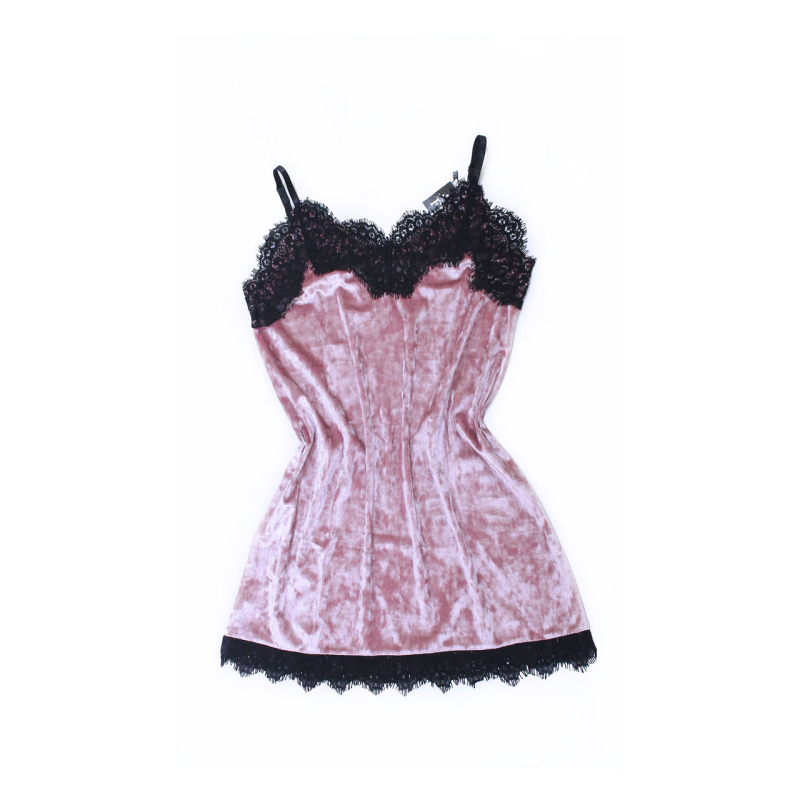 Жіноча нічна сорочка з мармурового велюру светлая пудра, S