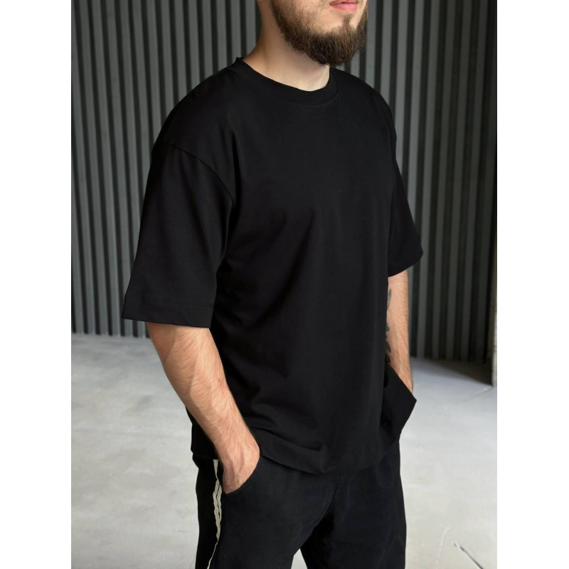 Футболка базова чоловіча оверсайз Чорний, 42/46