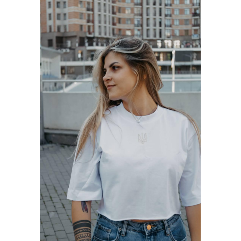 Футболка жіноча укорочена Білий, 46/48