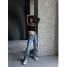 Жіночий топ +лонгслів у сіточку Чорний, 44/46