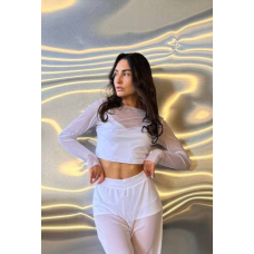 Жіночий топ +лонгслів у сіточку Білий, 44/46