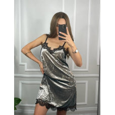 Жіноча нічна сорочка з мармурового велюру. світло-сірий, L