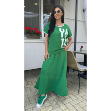 Костюм жіночий футболка зі спідницею Зелений, 50/52