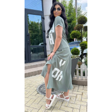 Костюм жіночий футболка зі спідницею Оливковий, 54/56