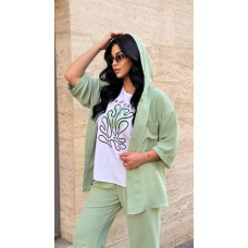 Костюм жіночий трійка зі штанами Оливковий, 58/60