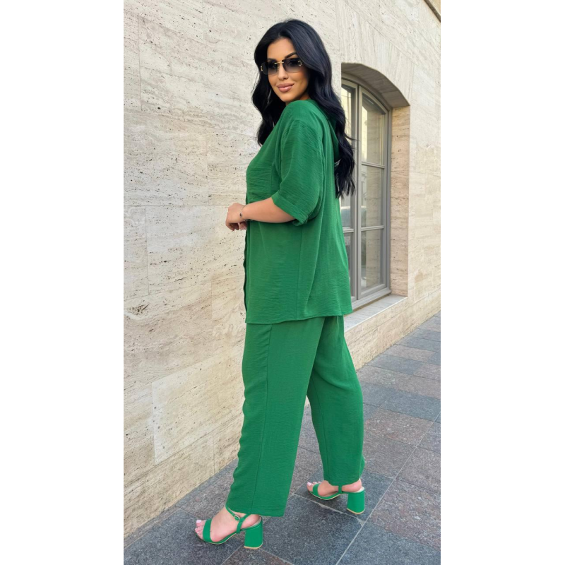 Костюм жіночий трійка зі штанами Зелений, 50/52