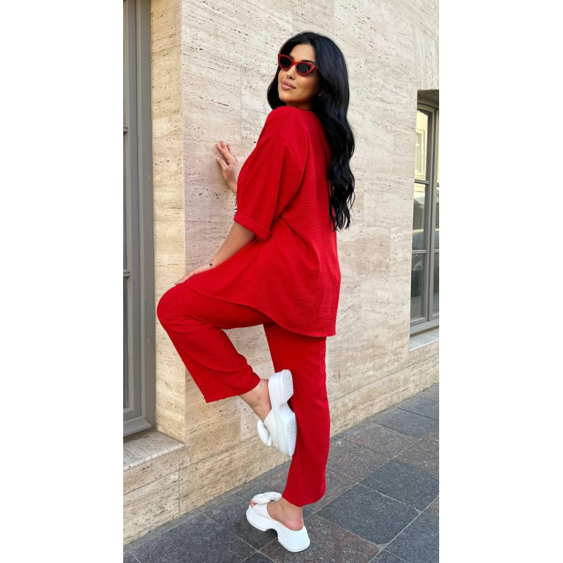 Костюм жіночий трійка зі штанами Червоний, 50/52