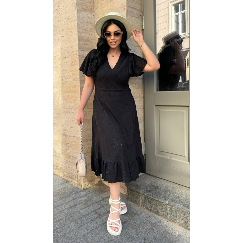 Жіноче літнє мідіплаття з прошви Чорний, 54/56