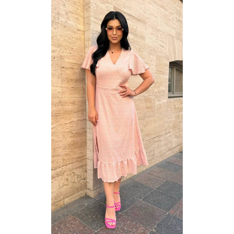 Жіноче літнє мідіплаття з прошви Пудра, 50/52