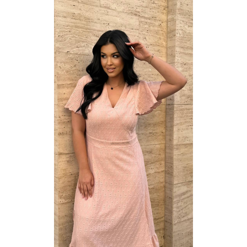 Жіноче літнє плаття міді з прошви Пудра, 54/56