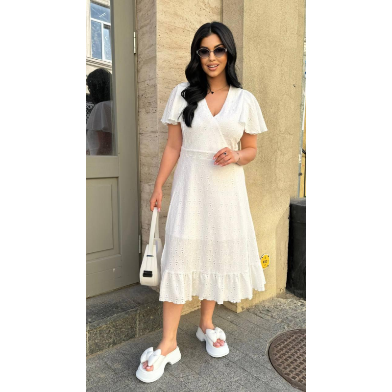 Жіноче літнє мідіплаття з прошви Білий, 50/52