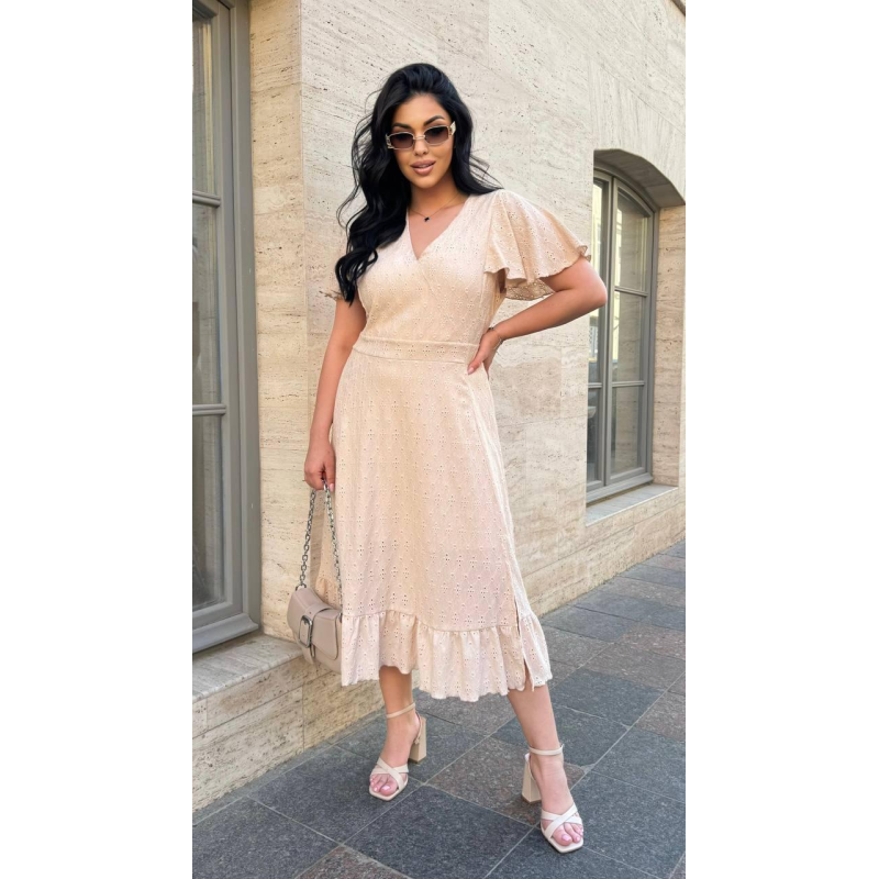 Жіноче літнє мідіплаття з прошви Бежевий, 50/52
