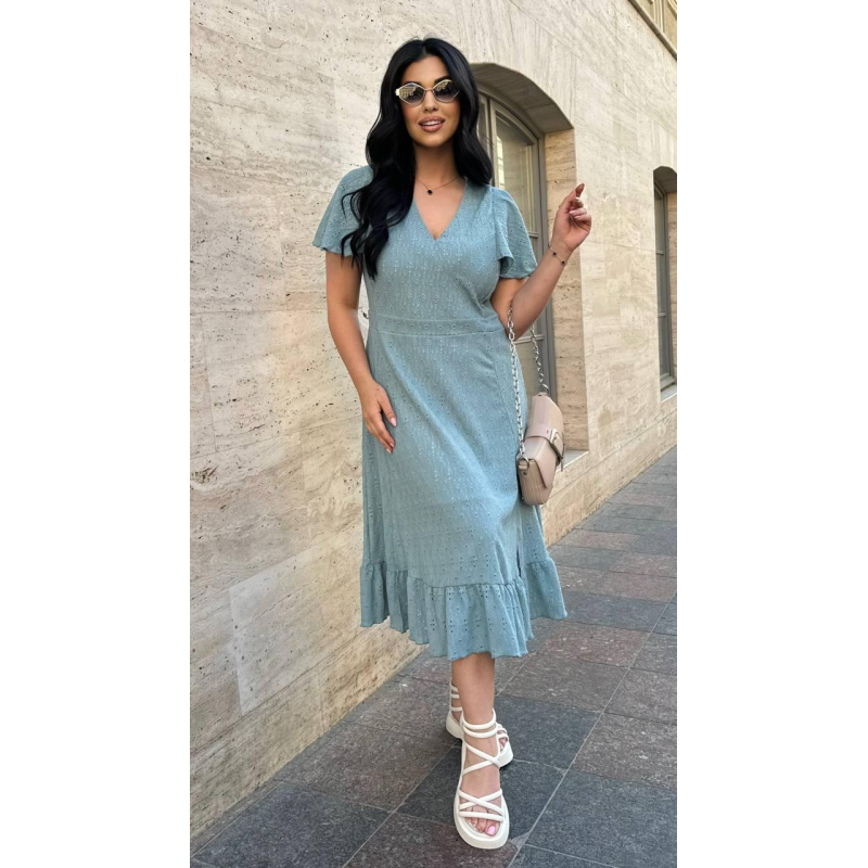 Жіноче літнє мідіплаття з прошви Фісташковий, 58/60