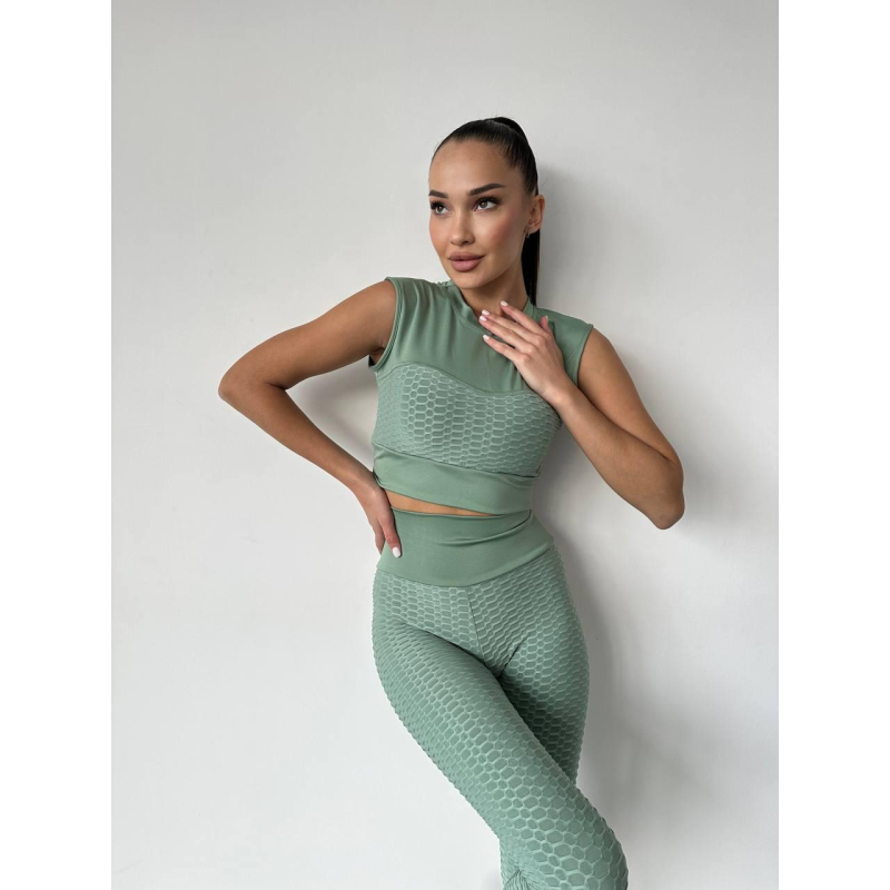 Жіночий фітнес костюм Фісташковий, S