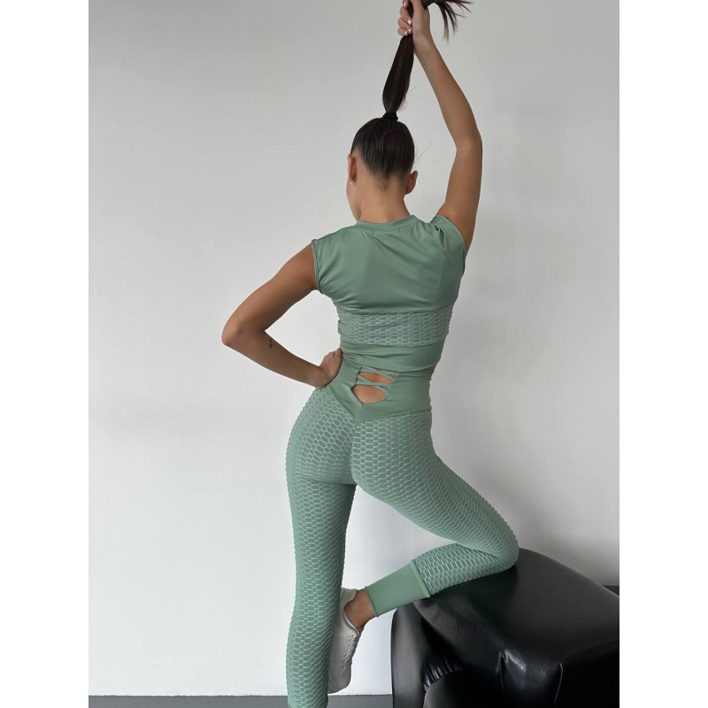 Жіночий фітнес костюм Фісташковий, M